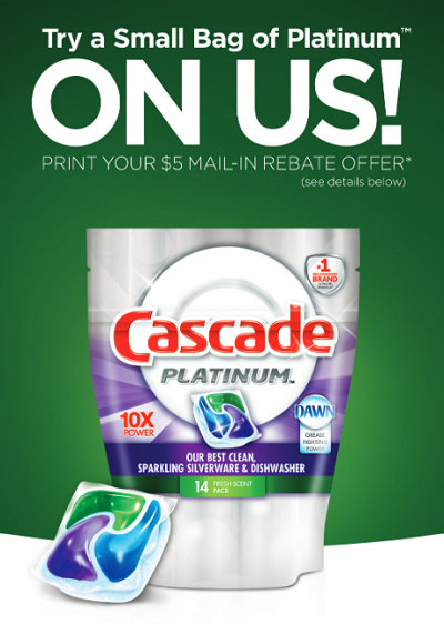 FREE Bag Of Cascade Platinum ActionPacs After Mail In Rebate Thrifty 