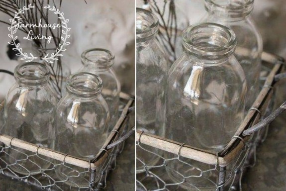 Chicken Wire Crate with 4 Milk Bottles