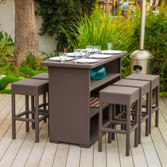 Redondo 7 Piece Outdoor Bar Set