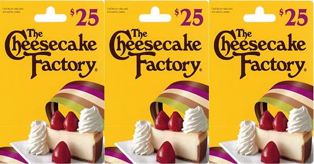 Enter For Your Chance To Win This 25 00 The Cheesecake Factory Gift Card Yum If You Live Near A Don T Miss