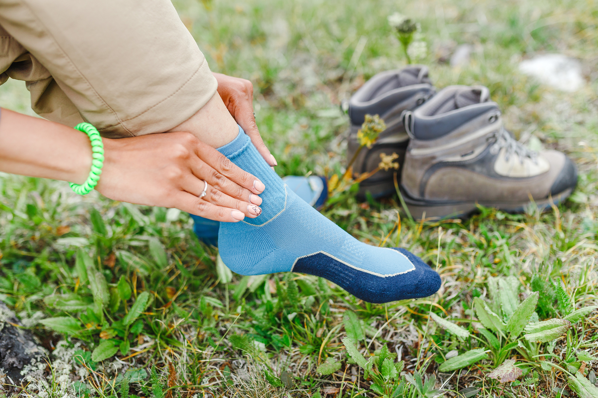 woman wearing compression socks