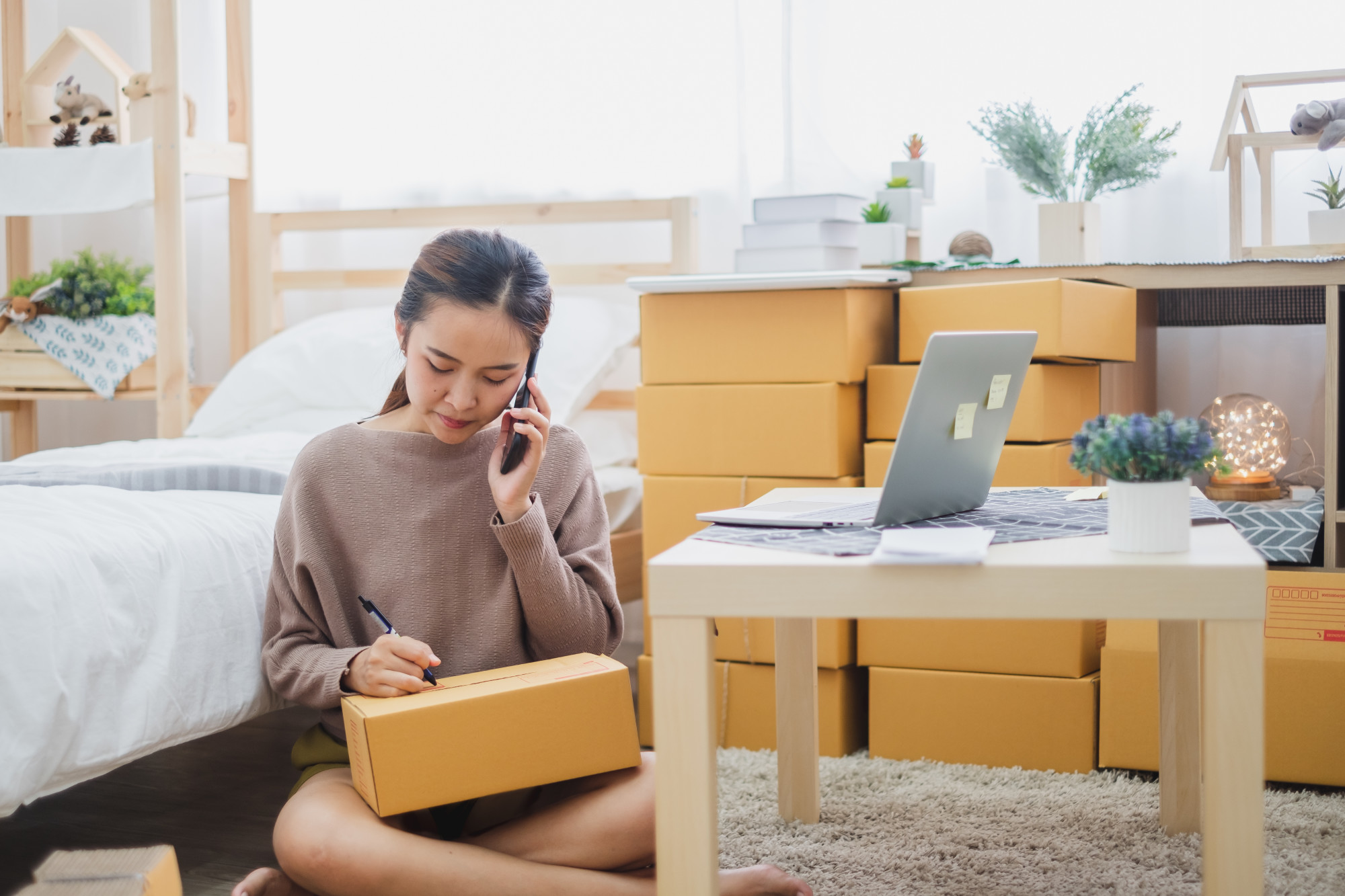 woman taking orders from home