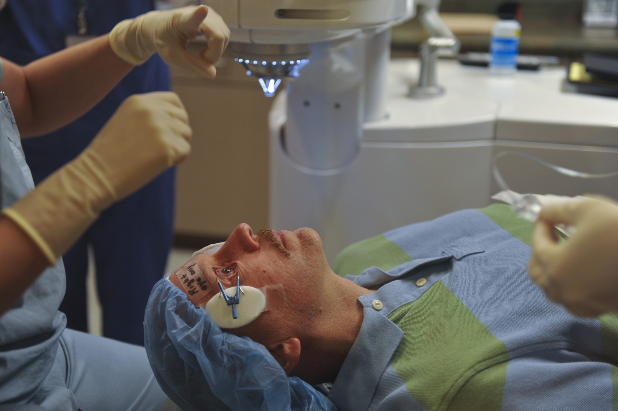 man getting laser eye surgery