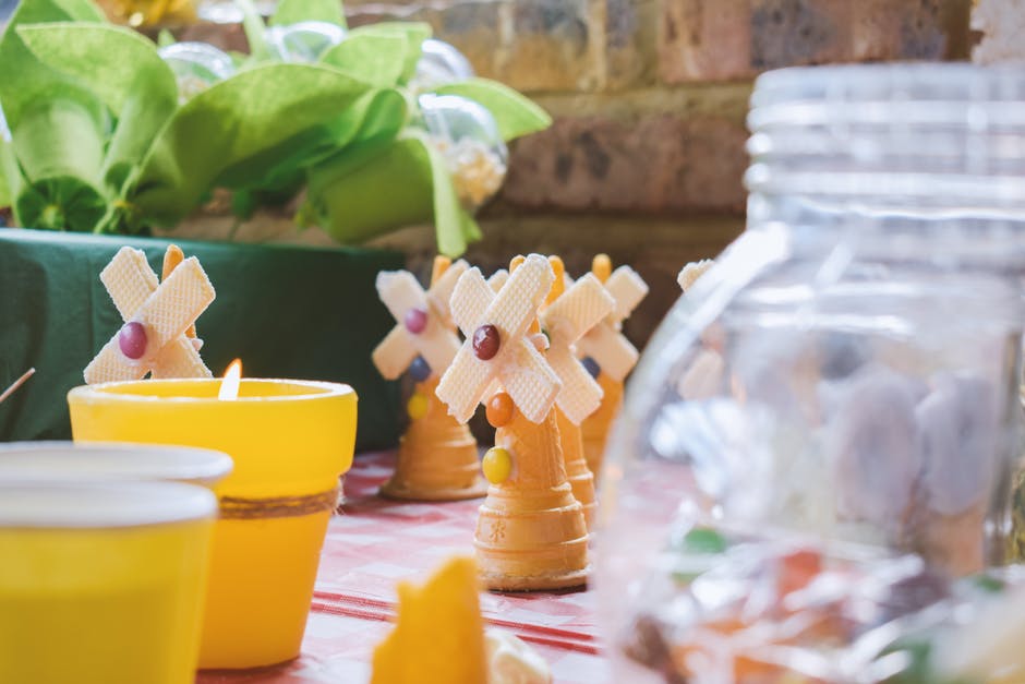 birthday party crafts on table