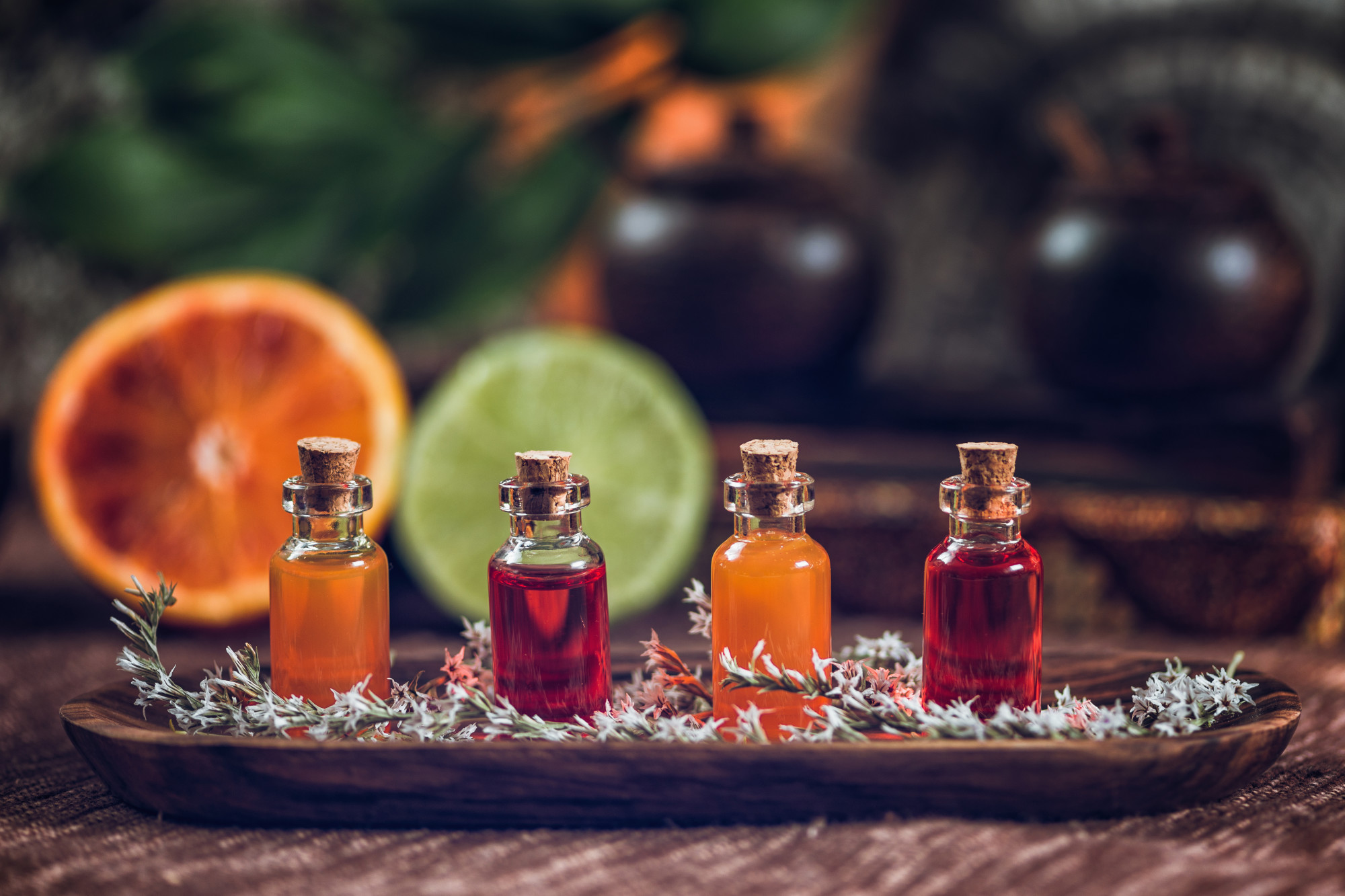 bottles of natural remedies on table