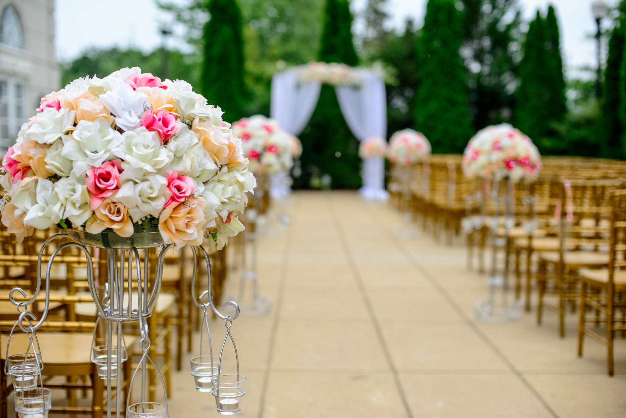 Outdoor Wedding With Wooden Chairs