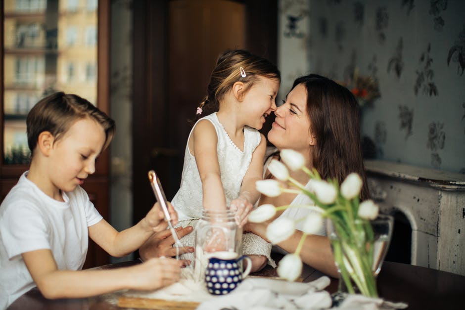 Stay-At-Home Mom with Her children